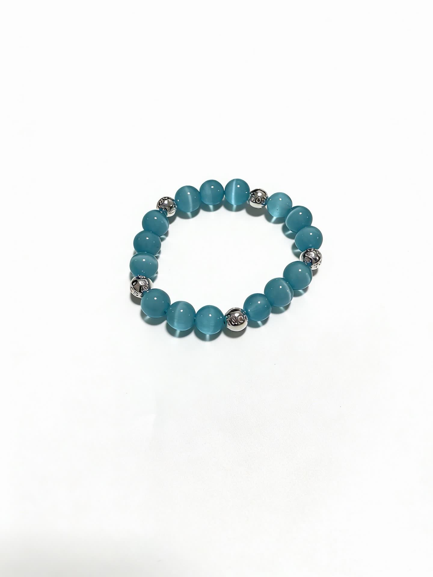 Tiffany & Co Blue Beaded Bracelet with Silver Accents